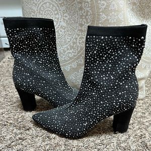 Rhinestone black booties